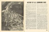 Black and white printed booklet page 2-3 titled "History of U.S. Submarine Base"