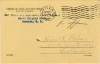 Printed postcard addressed to Frederick Paulsen from the Office of Price Administration