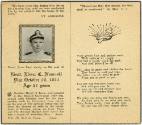 Printed prayer card for Lt. Elmer Clarence Namoski with a black and white photo of Lt. Namoski