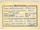 Printed identification card for John Edward Standish