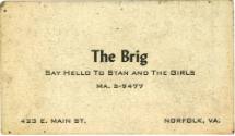 Printed buisness card for The Brig