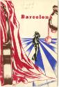 Printed port of call booklet for Barcelona with drawings of a man dancing and a guitar