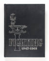 Black cover of USS Intrepid cruise book with image of aircraft carrier at sea and text "Fightin…