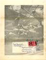 Back cover of USS Intrepid newspaper, The Achiever, with black and white image of aircraft on t…