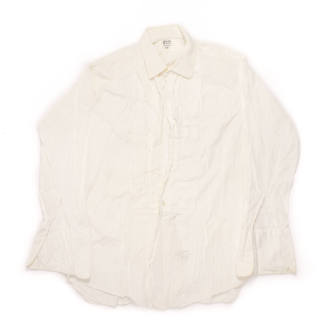 U.S. Navy white formal button-down shirt with long sleeves and collar laid flat