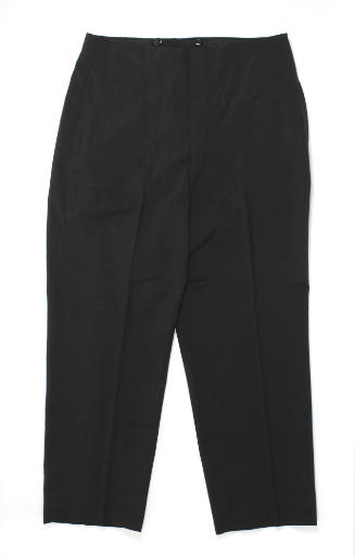 U.S. Navy dark blue dinner dress pants, center pleats on legs visible