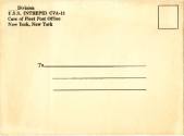 Printed blank envelope with return address to U.S.S. Intrepid CVA-11