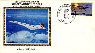Printed envelope with a color image of Concorde dated November 22, 1977