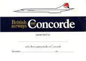 Printed blank British Airways Concorde certificate