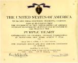 Printed Purple Heart certificate for John Bardo Gattey dated February 5, 1945