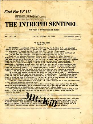Cover of a newspaper titled “The Intrepid Sentinel” dated September 20, 1968