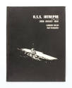 Cover of June–August 1958 USS Intrepid cruise book, black with white lettering and white drawin…