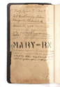 Inside front cover with "Mary-RN" stamped in black letters with handwritten notes