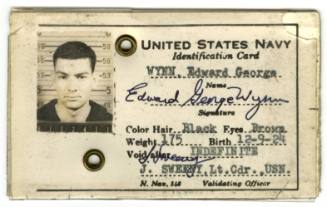 U.S. Navy identification card for Edward George Wynn, with photo of light skinned man at left
