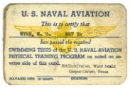 Card certifying that E.G. Wynn passed the U.S. naval avition swimming test, with an image of na…