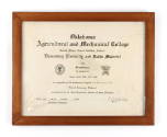 Framed printed certificate from Oklahoma Agricultural and Mechanical College for Elementary Ele…