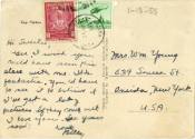 Postcard to Mrs. Wm. Young dated January 5, 1955 with Haitian postmarks