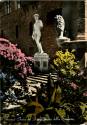 Colorized postcard of statues in Florence, Italy