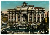 Colorized postcard of the Trevi Fountain in Rome, Italy