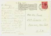 Postcard addressed to Mrs. Wm Young dated July 4, 1955 with Italian postage