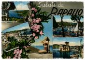 Postcard with color drawings of Rapallo