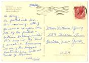 Postcard addressed to Mrs. William Young dated July 22, 1955 with Italian postmarks