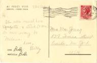 Postcard addressed to Mrs. Wm. Young dated July 25, 1955 with Italian postmarks
