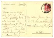 Postcard addressed to Mr. & Mrs. James Young dated July 26, 1955 with Italian postmarks