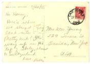 Postcard addressed to Mrs. Wm. Young dated July 26, 1955 with Italian postmarks