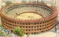 Postcard with color drawing of the Plaza de Toros