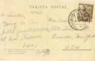 Postcard addressed to Mrs. William Young dated September 14, 1955 with Spanish postmarks