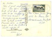 Postcard addressed to Mr. and Mrs. James Young dated September 23, 1955 with French postage