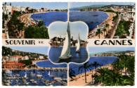 Postcard with colorized photographs of Cannes, France