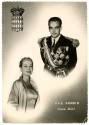 Black and white postcard with S.A.A Rainier III and Grace Kelly