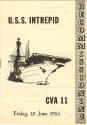 Program for the recommissioning of USS Intrepid, with black and white drawing of the ship, date…
