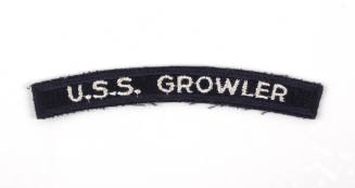 Dark blue unit identification mark with "U.S.S. Growler" embroidered in white thread