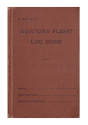 Brown hardcover diary that reads "Aviator's Flight Log Book" printed in black