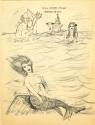 Paper with drawings of King Triton, two mermaids and USS Intrepid at sea, with the title "U.S.S…