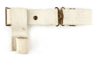 Off-white woven shore patrol belt with detachable canvas holster for a baton