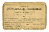 Printed Honorable Discharge idenification card for Joseph Nespor Jr.