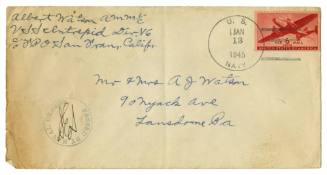 Handwritten envelope addressed to "Mr & Mrs AJ Watson"