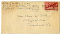 Handwritten envelope addressed to "Mr & Mrs AJ Watson"
