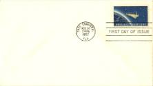 Blank envelope with a Project Mercury stamp with a postmark that reads "First Day of Issue"