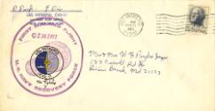 Handwritten envelope addressed to Mr. & Mrs. H.F. Pugh & Joyce with purple Gemini capsule stamp