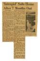 Printed newspaper clipping that reads "Intrepid Sails Home After 7 Months Out" with a black and…