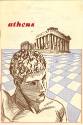 Printed booklet titled "Athens" with a drawing of a columned building and a statue