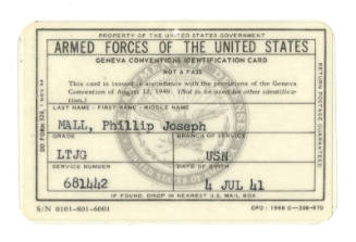 Armed Forces of the United States identification card for Phillip Joseph Mall