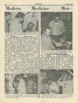 First page of newspaper article titled “Modern Medicine Men – Intrepid Style” with four images …