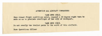 Printed note to "Attention All Aircraft Commanders"