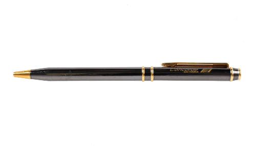 Brown retractable pen with Air France Concorde logo and gold accents